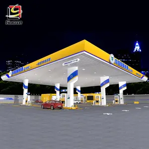 Fuel Canopy Petrol Pump Prefab Led Light Modern Design And Construction Costs Gas Station Structure