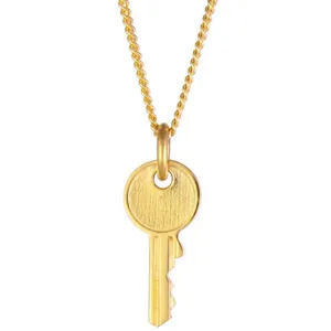 极简设计精致的钥匙魅力项链316L不锈钢18k镀金分层钥匙吊坠项链首饰礼品