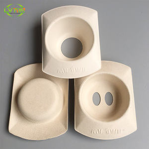 Packaging Coffee Cup Molded Fiber Pulp Tray Coffee Cup Tray Box Food OEM Packaging Inserts Pulp Moulding Biodegradable Bamboo