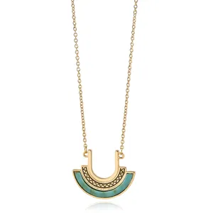 埃及民族文化持续品牌珠宝时尚金项链扇形绿松石项链女性