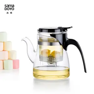 Tiêu chuẩn cao cấp thực phẩm PC Infuser Glass Tea Pot Set hoa trà Kungfu trà chậu thủy tinh borosilicate ấm trà ấm