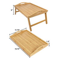 Table de lit en bois FSC & BSCI avec pieds pliants et plateau de petit-déjeuner Table de lit en bambou et plateau de lit avec pieds