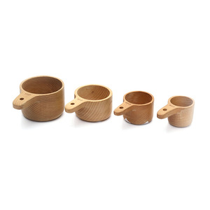Wholesale Beech Wood Kitchen Tools Cake Baking Custom Nesting 4 Pieces <strong>Measuring</strong> <strong>Cup</strong> <strong>Set</strong> - Product Image 2