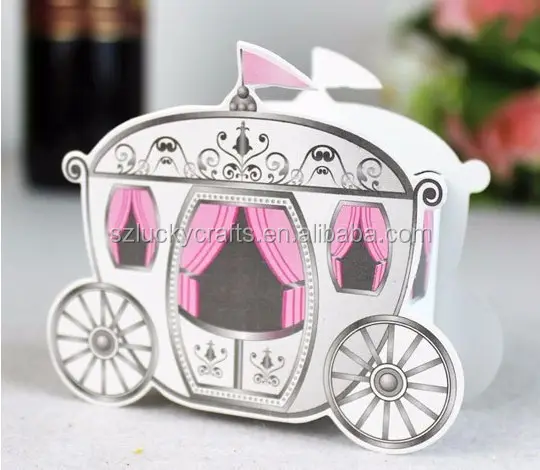 cheap wholesale beautiful Pink fairytale Pumpkin Carriage paper wedding candy box chocolate favour box gift box new born gift