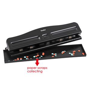 Foska Perforadora de papel manual de metal portátil 12 hojas Perforadora de oficina ajustable Color negro - Product Image 5