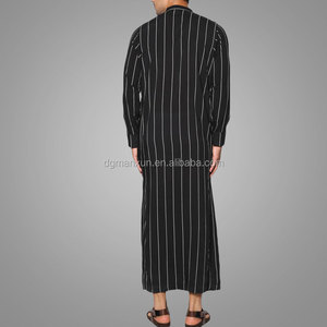 <span class=keywords><strong>Moderno</strong></span> <span class=keywords><strong>etnico</strong></span> semplice design a righe uomo jubah uomini musulmani thobe abbigliamento islamico elegante daffah - Product Image 3