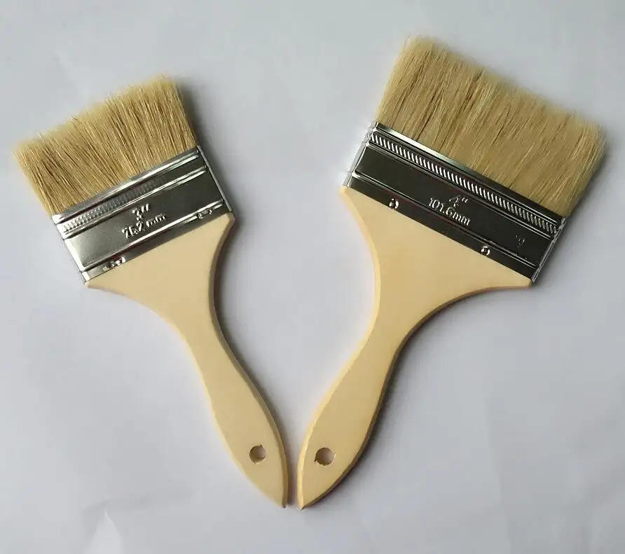 white boiled bristle paint brush with poplar handle