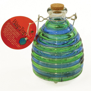 Trampa de avispas de vidrio con tapón de corcho, mango colgante para jardín, granja, trampa de vidrio colgante, artículos de vidrio coloridos - Product Image 4