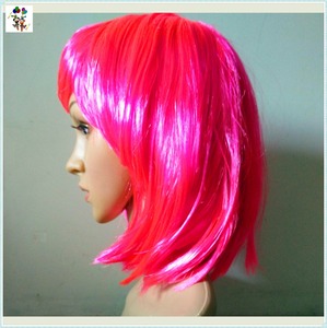 Perruques synthétiques HPC-0035, courtes, roses, bon marché, pour fête <span class=keywords><strong>de</strong></span> carnaval, vente en gros - Product Image 5