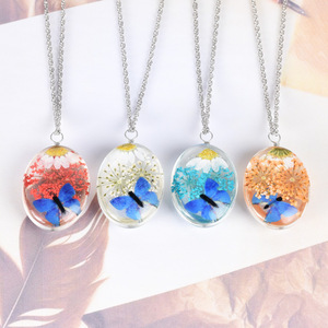 Handmade DIY Resin <strong>Pressed</strong> Real <strong>Flower</strong> Pendant Jewelry Dry <strong>Flower</strong> <strong>Necklace</strong> - Product Image 2