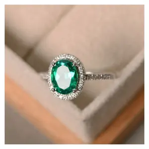 Sáu Màu Sắc Hình Bầu Dục Zircon Bao Quanh Với Đầy Đủ Zircon Đám Cưới Cổ Điển Nhẫn Đính Hôn Cho Phụ Nữ Đồ Trang Sức