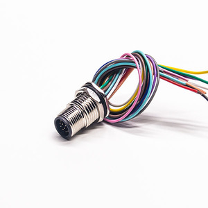 Ip67 a montagem do painel frontal macho codificação com conector de 12 pinos m12 fios de codificação de cor - Product Image 5