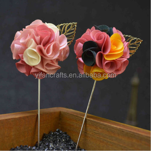 الرجال دعوى الأزهار طية صدر السترة دبوس دبابيس النسيج الأزهار الرجال بروش زفاف باقة - Product Image 2