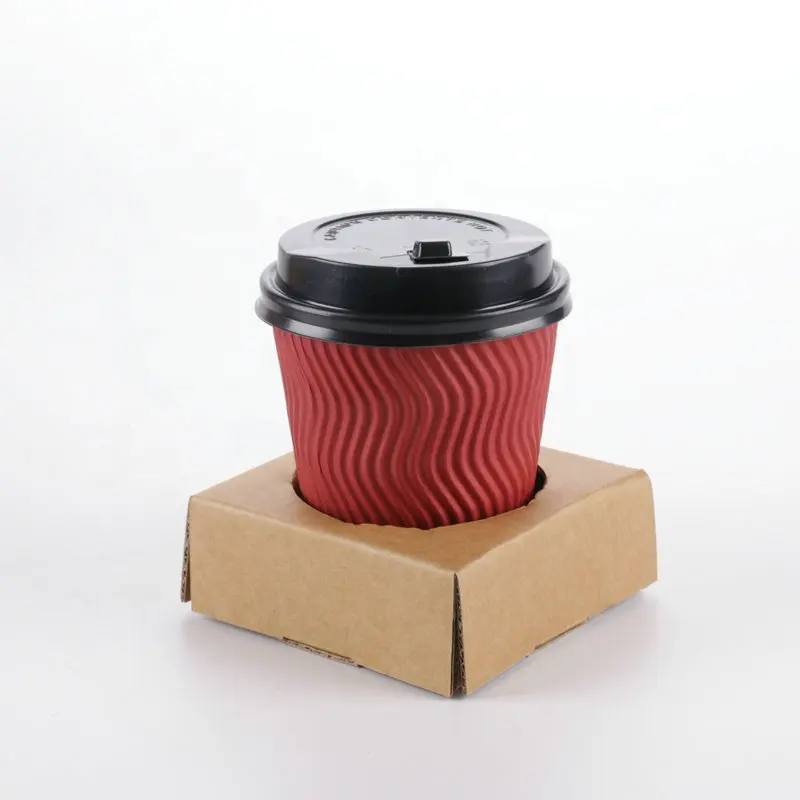 Porte-gobelet en papier kraft jetable, produit ondulé, pour le thé au lait, le café, double tasse, portable, pièces