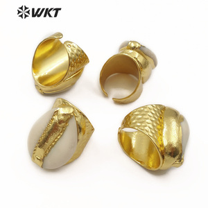 WT-R333 Vente en gros Bague en coquillage de cowrie de style bohème pour femmes Bijoux en plaqué or 18 carats Bague en coquillage de cowrie naturel réglable - Product Image 3