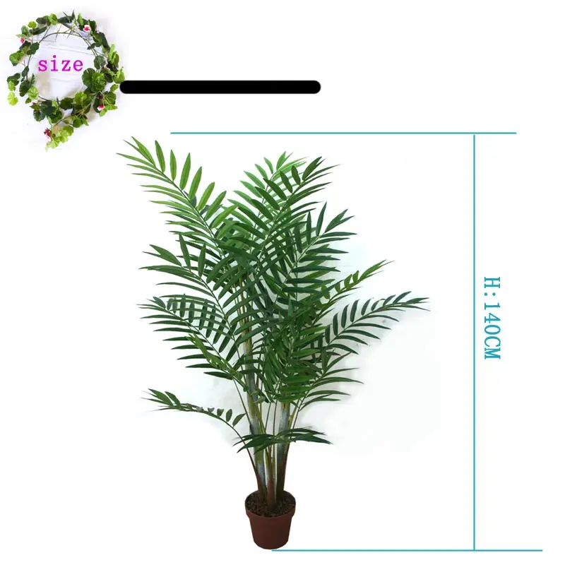 Venda quente quase natural sago, palmeira de seda acabada tole palmeira bonsai 4 pés planta verde berçário interno