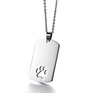 Collar con etiqueta con estampado de pata, joyería colgante grabada personalizada para amantes de las mascotas, recuerdo conmemorativo, regalo para hombres y mujeres - Product Image 1