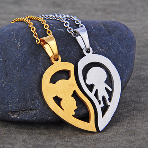 Collane Personalizzate per Coppie e Migliori Amici con Ciondolo a <span class=keywords><strong>Cuore</strong></span> Spezzato Traforato - Product Image 5