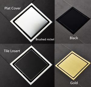 304 Stainless Steel 6" <strong>Square</strong> Floor <strong>Drain</strong> Invisible Flat <strong>Cover</strong> with Tile Insert Grate - Product Image 2