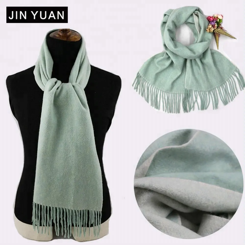 double side reversible winter cashmere scarf women tassel warm soft solid color cashmere scarves shawl