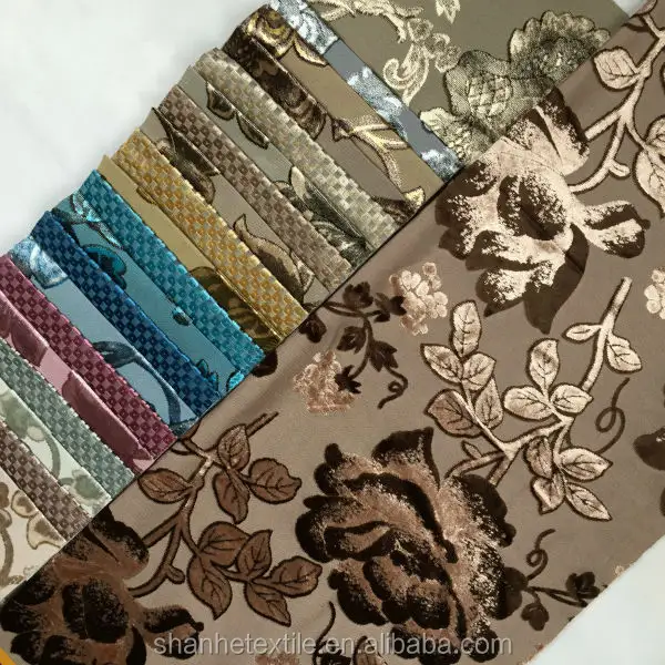 ตุรกี Jacquard กำมะหยี่ราคาถูกเย็บปักถักร้อยผ้าสิ่งทอ