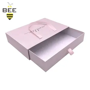 Luxury Swimwear Drawer Sleeve Gift Box,skincare Cosmetic In Stock Bridesmaid Gift Packaging Ribbon Pink Paper Box With Logo