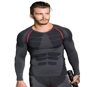 Camisas de compressão impressas personalizadas de spandex, equipamento de corrida para homens, 2018