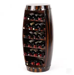 Wine Rack Handmade Wooden Barrel Shape Wood Custom Made Durable Multi-layer Solid Buckets, Coolers & Holders Storage