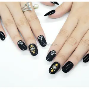 24 cái Nail Thiết 3D Đen Màu Nail Nguồn Cung Cấp Nghệ Thuật