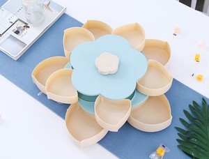 Plato Giratorio <span class=keywords><strong>de</strong></span> Doble Capa con Forma <span class=keywords><strong>de</strong></span> Pétalo para Frutas y Melones, Plato para Refrigerios con <span class=keywords><strong>Sonido</strong></span> al Agitar, Plato Creativo para Almacenamiento - Product Image 3