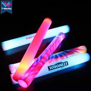 Светящаяся палочка RGB из пенопласта на заказ, оптовая продажа, светодиодная палочка из пенопласта с логотипом