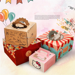 Buona qualità Della Torta Della carta <span class=keywords><strong>pacchetto</strong></span> facile da prendere stampato marrone carta kraft scatole torta con manico - Product Image 5