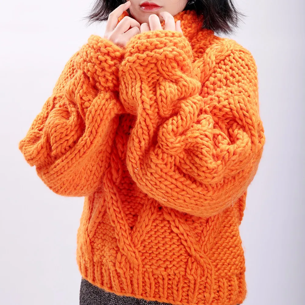 Di modo handmade chunky lavorato a maglia spessa maglione di disegno per la ragazza