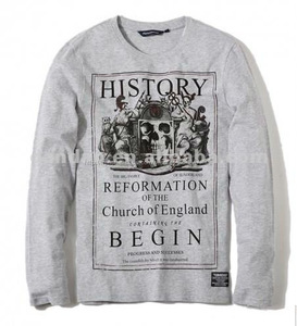 Personnalisé pas cher hommes gris col <span class=keywords><strong>v</strong></span> à manches longues en coton t - shirt - Product Image 1