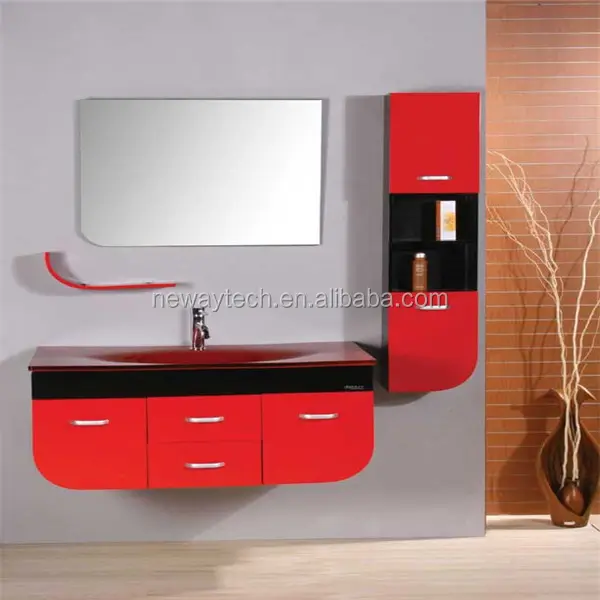 New design high quality wall mounted irregular shape bathroom vanity with side cabinet
