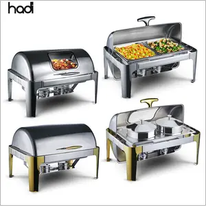 Chafer de acero inoxidable para catering, manopla para buffet de 9 litros, calentadores de comida de lujo para chef en plato