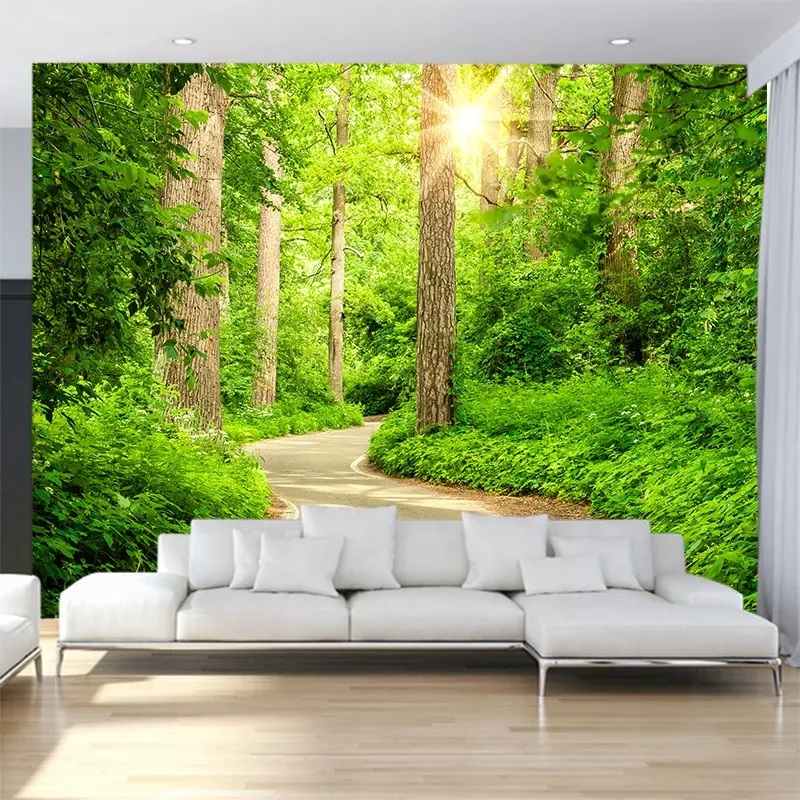 Sexy Wallpaper Cartoon 3D Green Forest Tree Lawn 3D Stereo Space Modern Nature Landscape Banana Wallpaper Taiwan Wallpaper