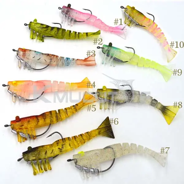 Blue color soft shrimp lure shrimp baits water fishing 8.5cm 8.5g 10 colors available accept OEM Rigged shrimp fishing