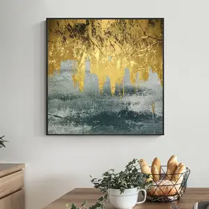 Handmade Simple Decor Famous Modern Large Canvas Gold Foil Wall Art Print Abstract Oil Painting