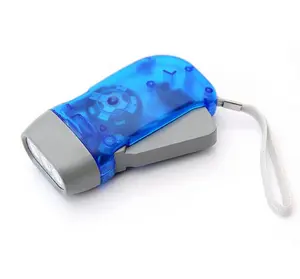 Hand Crank Flashlight Hand-Powered for Immediate Emergency No- Battery Required and Translucent Case with 3 LED Pure Whitelight