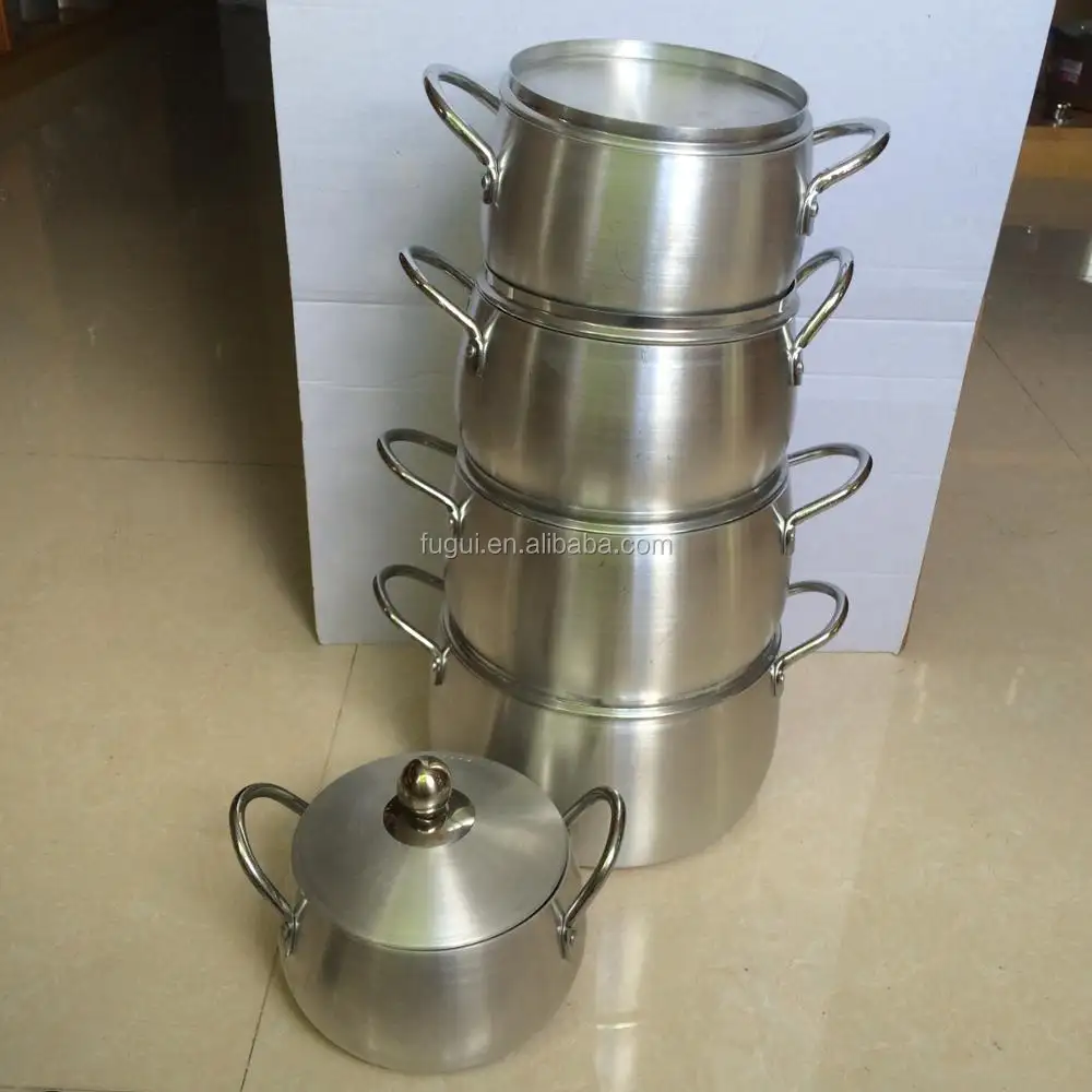 5pcs aluminum belly shape pot 16-24CM Aluminum satin finished cookware set