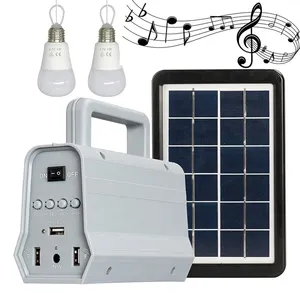 Kit de iluminação portátil 2 em 1, mini sistema de iluminação solar para casa com sistemas de música solarenergia