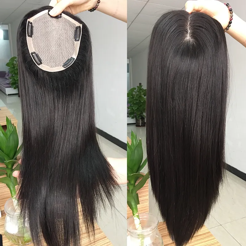 Venta caliente China Peluca de base de seda del pelo remy indio de reemplazo de cabello humano real mujer tupé
