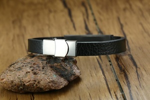 Bracciale POYA in Pelle Ultrafine con Design Curvo in Acciaio Inossidabile, Stile Europeo e Americano alla Moda per <span class=keywords><strong>Uomo</strong></span> - Product Image 6