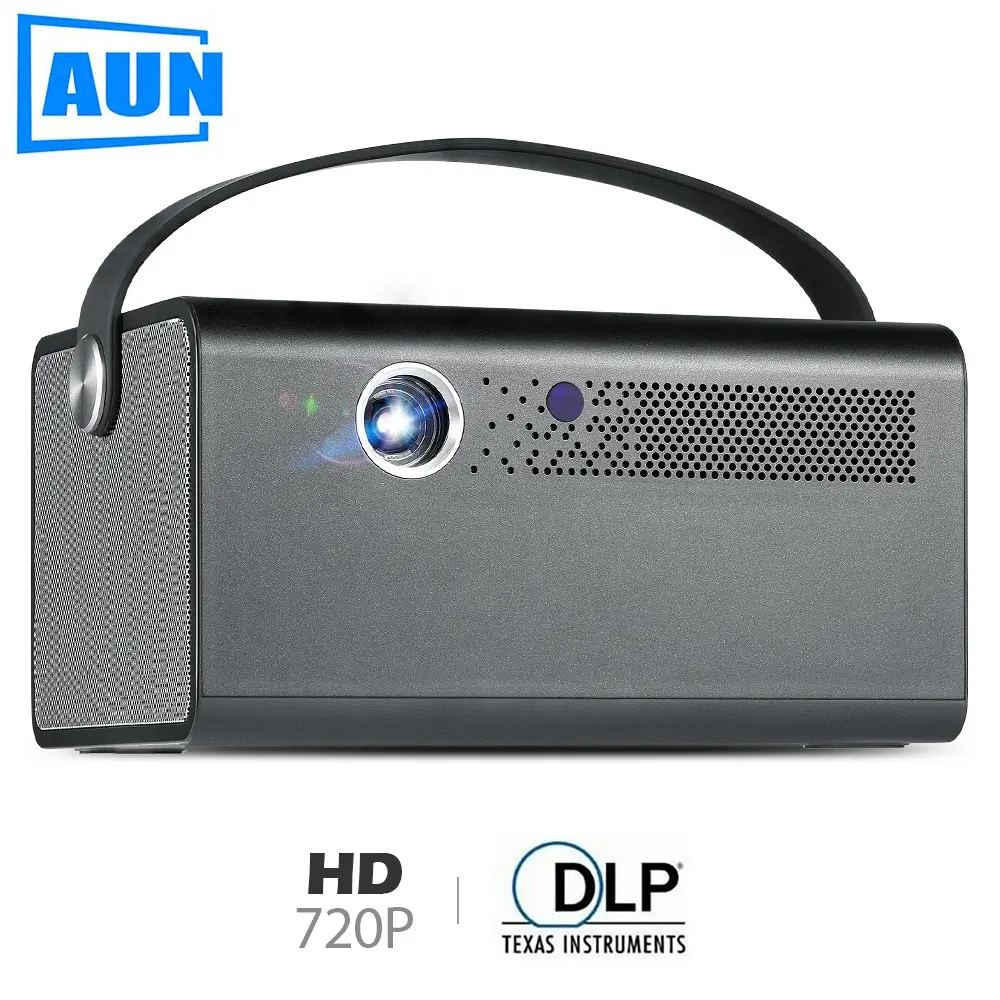 AUN Projector V7、1280 × 800P、600 ANSI Lumens Android WIFI LED Projector。Support 4K Video、Portable 3Dホームシネマ