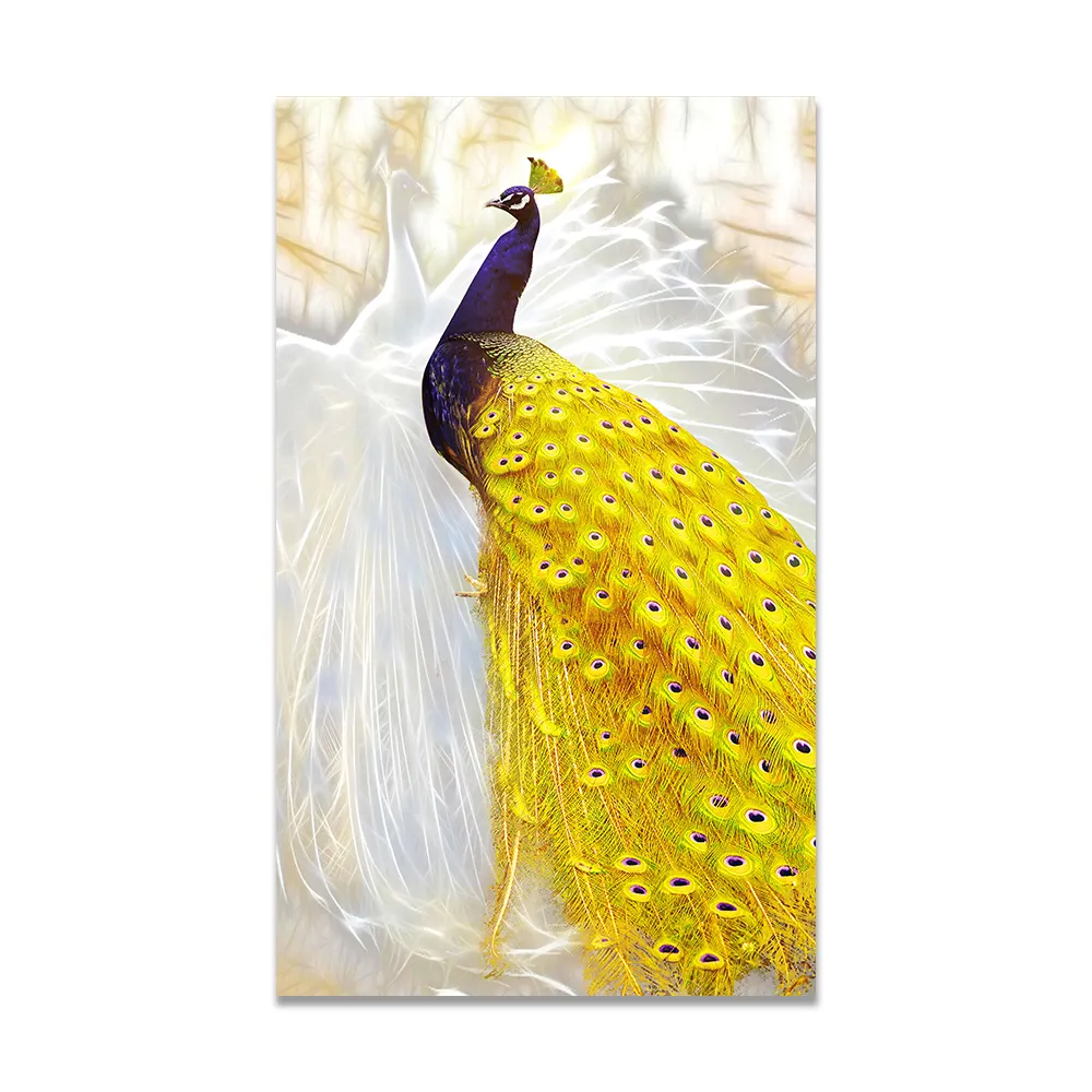 Beautiful Modern animal art print decorative peacock embossed painting printing Digital Printed on canvas