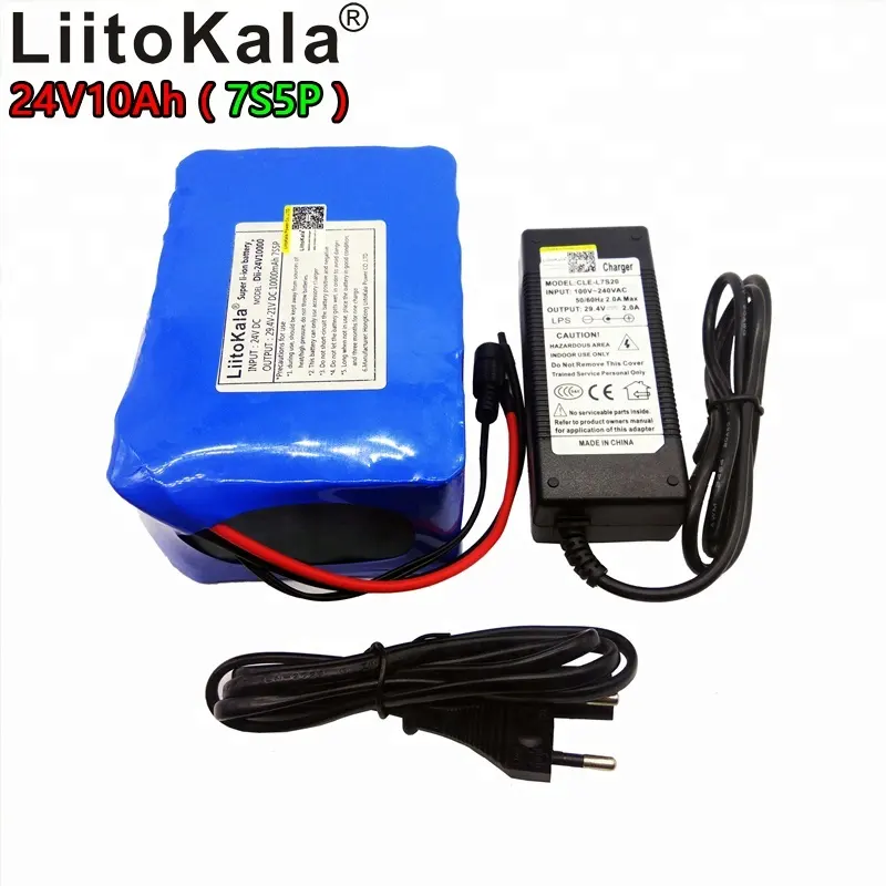 Liitokala-batería de litio recargable 24V10000mah, 7S5P, 18650, 29,4 V, 4ah, bms, 300W, alta potencia