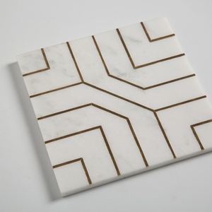 CenturyMosaic Nouveau design de revêtement de sol <span class=keywords><strong>tendance</strong></span> <span class=keywords><strong>Carrelage</strong></span> en marbre avec incrustation dorée Mosaïque de jet d'eau <span class=keywords><strong>Carrelage</strong></span> mural et de sol - Product Image 3