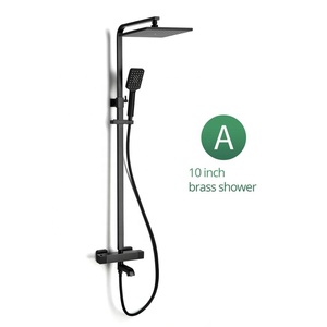 10 pouces <span class=keywords><strong>Grand</strong></span> Pommeau de Douche Noir Mat Ensembles de Douche avec Thermostatique Pluie - Product Image 5