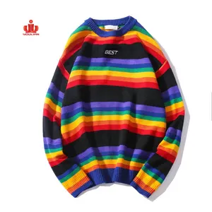 Streetwear Sweatersメンズ夏テキストスリーブニットパターンカジュアル黄色老人selfmadeケーブルニットセーター男性